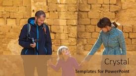  Presentation with adventure - Beautiful slide deck featuring happy-family-on-vacation-travel backdrop and a coral colored foreground