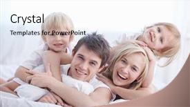  Presentation with bed - Slides featuring happy family on white bed background and a white colored foreground