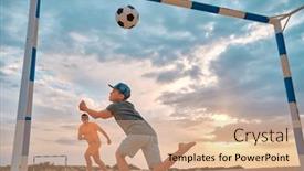  Presentation with dynamic - Presentation featuring happy-family-outdoors-father background and a coral colored foreground