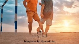  Presentation with dynamic - Slide set consisting of happy-family-outdoors-father background and a coral colored foreground