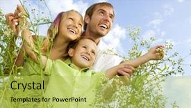  Presentation with family values - Presentation design having happy family outdoors father background and a yellow colored foreground