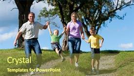  Presentation with dirt - Presentation theme having happy family outdoors is running on a dirt path on a beautiful summer day background and a tawny brown colored foreground