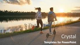  Presentation with health balance - Presentation theme consisting of happy-family-outdoors-mother background and a violet colored foreground