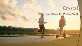  Presentation with health balance - Presentation theme with happy-family-outdoors-mother background and a lemonade colored foreground