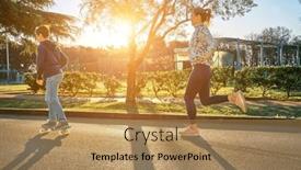  Presentation with health balance - Presentation consisting of happy-family-outdoors-mother background and a coral colored foreground