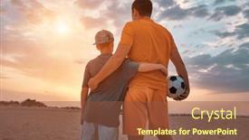  Presentation with dynamic - Slides enhanced with happy-family-outdoors-summer-father background and a tawny brown colored foreground
