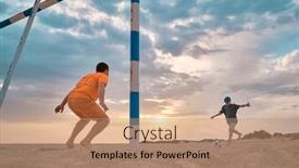  Presentation with dynamic - Presentation with happy-family-outdoors-summer-father background and a coral colored foreground