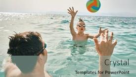  Presentation with swim - Slide deck enhanced with happy-family-outdoors-summer-father background and a mint green colored foreground