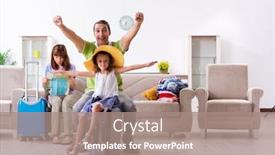  Presentation with family planning - Audience pleasing slide deck consisting of happy family planning vacation trip backdrop and a coral colored foreground