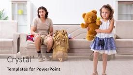  Presentation with planning family - Cool new slide deck with happy family planning vacation trip backdrop and a coral colored foreground