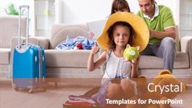  Presentation with planning family - Presentation design consisting of happy family planning vacation trip background and a red colored foreground