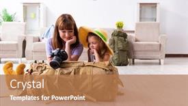  Presentation with planning family - Theme enhanced with happy-family-planning-vacation-trip background and a coral colored foreground