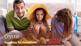  Presentation with planning family - PPT theme enhanced with happy-family-planning-vacation-trip background and a tawny brown colored foreground