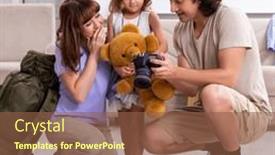  Presentation with planning family - Presentation theme with happy-family-planning-vacation-trip background and a tawny brown colored foreground