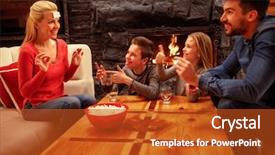  Presentation with family - Slide deck consisting of happy family playing a game background and a crimson colored foreground