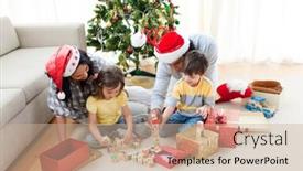  Presentation with christmas presents - PPT theme with  background and a  colored foreground