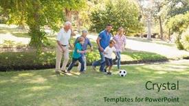  Presentation with family day - Audience pleasing slide deck consisting of ball on a sunny day backdrop and a mint green colored foreground