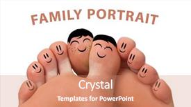  Presentation with finger - Slides enhanced with happy family portrait of finger background and a coral colored foreground