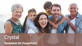  Presentation with family day - Slide set consisting of happy family posing background and a violet colored foreground