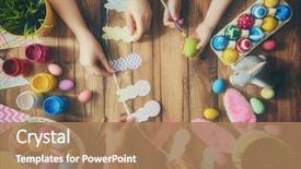 Presentation with mother child - PPT theme having happy family preparing for easter background and a coral colored foreground