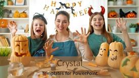  Presentation with mother child - Slides having happy-family-preparing-for-halloween background and a  colored foreground