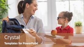  Presentation with school family - Colorful presentation enhanced with happy-family-preparing-for-school backdrop and a coral colored foreground