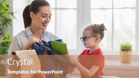  Presentation with school family - Amazing presentation having happy-family-preparing-for-school backdrop and a coral colored foreground