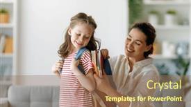  Presentation with school family - Theme consisting of happy-family-preparing-for-school background and a coral colored foreground