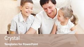  Presentation with family reading - Presentation with happy family reading a newspaper background and a coral colored foreground