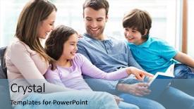  Presentation with family reading - Colorful PPT layouts enhanced with happy family reading book together backdrop and a light blue colored foreground