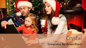  Presentation with fairy tales - Beautiful slide set featuring happy family reading fairy tales at home by the fireplace and the christmas tree backdrop and a coral colored foreground