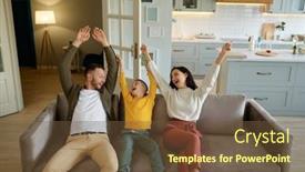  Presentation with family - Presentation theme enhanced with happy-family-rejoicing-and-looking background and a tawny brown colored foreground