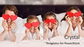  Presentation with hotel - Theme with happy family relaxing in hotel background and a lemonade colored foreground