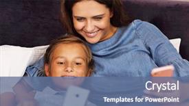  Presentation with hotel - Slides featuring happy family relaxing in hotel background and a ocean colored foreground