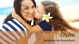  Presentation with summer at the beach - Presentation design consisting of happy family resting at beach background and a coral colored foreground
