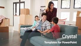  Presentation with doctor a new born and family - Amazing presentation having sofa surrounded by box backdrop and a gray colored foreground