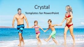  Presentation with family photo - Presentation design with happy family running down background and a arctic colored foreground