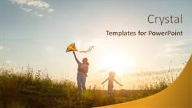  Presentation with kite - Presentation theme with happy-family-running-through-field background and a lemonade colored foreground