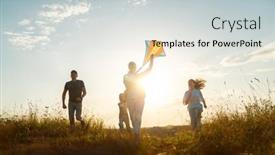  Presentation with field - Theme enhanced with happy-family-running-through-field background and a  colored foreground