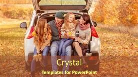  Presentation with car - Presentation design enhanced with happy-family-sitting-in-car background and a  colored foreground