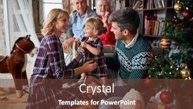  Presentation with family tree - Theme featuring happy-family-sitting-next background and a tawny brown colored foreground