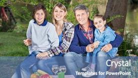  Presentation with chairs - Colorful slides enhanced with happy family sitting on chair backdrop and a teal colored foreground