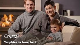  Presentation with family and home love concept - Presentation theme with happy family sitting on couch background and a  colored foreground