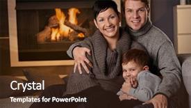  Presentation with winter family - PPT layouts enhanced with happy family sitting on couch background and a  colored foreground