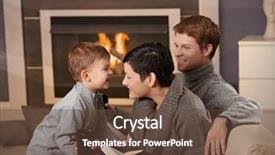  Presentation with family - Presentation consisting of happy family sitting on couch background and a tawny brown colored foreground