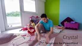  Presentation with free family - Colorful presentation theme enhanced with happy-family-spending-time-together backdrop and a violet colored foreground