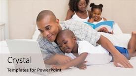  Presentation with time - Colorful PPT theme enhanced with happy family spending time together backdrop and a coral colored foreground