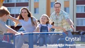  Presentation with free family - Beautiful PPT layouts featuring happy family spends their free backdrop and a  colored foreground