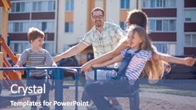  Presentation with free family - Slides having happy family spends their free background and a ocean colored foreground