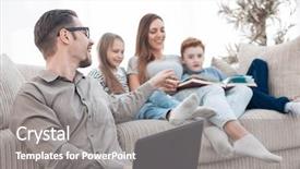  Presentation with free family - Amazing PPT layouts having happy family spends their free backdrop and a gray colored foreground